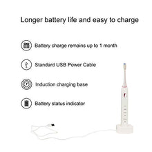 Load image into Gallery viewer, Sonic Bluetooth Rechargeable Electronic Toothbrush – 5 Modes – App Control – Smart Timer – Wireless Charging – Orthodontic Portable Power Toothbrush – 2 Replacement Dupont Brush Heads (White)
