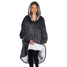 Load image into Gallery viewer, THE COMFY Original Quarter Zip | Oversized Microfiber &amp; Sherpa Wearable Blanket with Zipper, Seen On Shark Tank, One Size Fits All Charcoal
