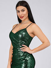 Load image into Gallery viewer, Women's Mermaid Long Bridesmaid Dress Sequins Wedding Party Prom Gown Dark Green US14
