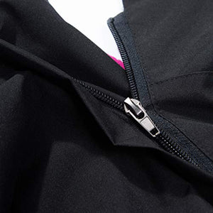 perfectCOCO Women's Plus Size Sport Jacket Waterproof Hoodie Hat Detachable Breathable Sport Outdoor Stand Collar Coat Black
