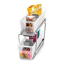 Load image into Gallery viewer, madesmart 2-Tier Organizer Bath Collection Slide-out Baskets with Handles, Space Saving, Multi-purpose Storage &amp; BPA-Free, Mini, Frost-With Dividers
