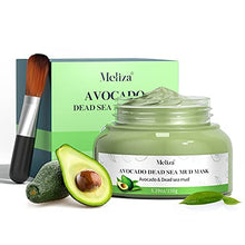 Load image into Gallery viewer, Organic Avocado Clay Mask Meliza Dead Sea Mud Mask Natural Green Tea Healing Clay Facial Mask Nourishing Hydration Antioxidant Deep Cleansing Mud Mask with Mask Brush for Acne Blackheads Pores

