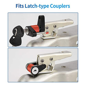 METOWARE Trailer Coupler Lock, 1/4” Dia, 3/4” Span Heavy-Duty Steel Trailer Tongue Lock for Tow Boat RV Truck Car's Coupler with Anti-Rattle Rubber Rings (1 Pack)