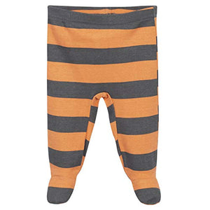 Grow by Gerber Baby Boys Organic 3-Piece Shirt, Footed Pant, and Cap Set, Grey/Orange, 3-6 Months