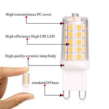 Load image into Gallery viewer, G9 LED Bulb Dimmable 4W, 40 Watt T4 G9 Halogen Equivalent, 2700K Soft Warm White, 120V No-Flicker, Chandelier Lighting 450LM (5 Pack) by BAOMING
