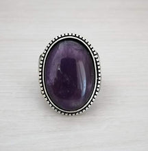 Load image into Gallery viewer, 925K Sterling Silver Mens Ring Witht Natural Amethyst Stone
