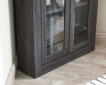 Load image into Gallery viewer, Home Source Bar Cabinet Bookshelf with Glass Doors in Chocolate Finish
