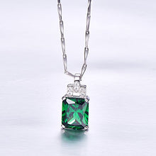 Load image into Gallery viewer, BONLAVIE Women&#39;s 6.95ct Created Green Emerald Pendant Necklace 925 Sterling Silver, 18&quot; (Green)
