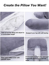 Load image into Gallery viewer, AS AWESLING 60in Full Body Pillow | Maternity Pillow and Pregnancy Pillows for Sleeping | Extra Large U Shaped Pillow with Detachable Side, Separate Support Pillow and Removable Cover (Grey)
