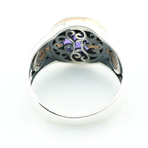 KAR 925K Stamped Sterling Silver Amethyst Zircon Men's Ring K41F (9)
