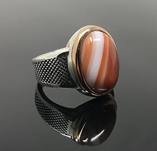 Load image into Gallery viewer, KAR 925K STERLING SILVER NATURAL VEINY AGATE (Aqeeq) MEN&#39;S RING USA SELLER K32F (8)
