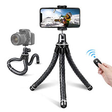 Load image into Gallery viewer, UBeesize Flexible Cell Phone Tripod, Mini Travel Tripod Stand with Wireless Remote Shutter, Universal Adapter Compatible with iPhone, Android, GoPro, DSLR, Action Camera. (Silver)
