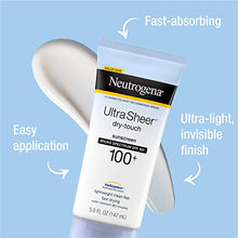 Load image into Gallery viewer, Neutrogena Ultra Sheer Dry-Touch Sunscreen Lotion, Broad Spectrum SPF 100 UVA/UVB Protection, Lightweight Water Resistant, Non-Comedogenic &amp; Non-Greasy, 5 fl. oz
