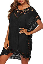 Load image into Gallery viewer, Cysincos Womens Swimsuit Cover Up Hollow Out Swimwear Beach Bathing Suit Bikini Coverups Black
