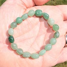 Load image into Gallery viewer, CHARGED Green Aventurine Crystal Bracelet Tumble Polished Stretchy + Selenite Heart Charging Crystal (GAIN CREATIVITY, COURAGE, INDEPENDENCE, PROSPERITY - BALANCES EMOTIONS) [REIKI] (Freeform Nugget)

