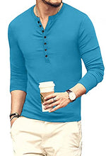 Load image into Gallery viewer, YTD Mens Casual Slim Fit Basic Henley Long Sleeve Fashion T-Shirt L Deep Teal

