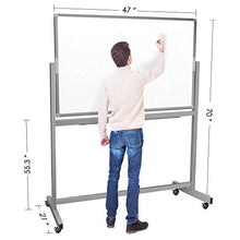 Load image into Gallery viewer, Double Sided Rolling Whiteboard, 48 x 32 inches Large Mobile Whiteboard Magnetic Movable White Board Dry Erase Stand Whiteboard on Wheels Classroom Home Office Marker Board Gray
