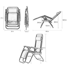 Load image into Gallery viewer, Patio Chair Zero Gravity Chairs Set of 1 Outdoor Adjustable Dining Reclining Folding Chairs for Deck Patio Beach Yard with Pillow and Cup Holder
