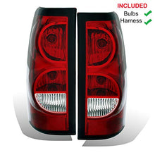 Load image into Gallery viewer, AmeriLite for 2003-2006 Chevy Silverado Replacement OE Style Ruby Red Taillights Rear Brake Lamp Assembly w/Bulb and Harness Set - Passenger and Driver Side
