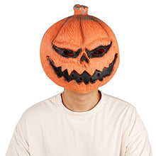 Load image into Gallery viewer, Decorlife Scary Halloween Pumpkin Masks, Creepy Pumpkin Head Costume, Halloween Party Favor, Latex Mask, Orange
