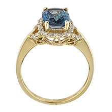 Load image into Gallery viewer, Gin &amp; Grace 10K Yellow Gold Genuine London Blue Topaz Ring with Diamonds for women | Ethically, authentically &amp; organically sourced (Cushion-cut) shaped London Blue Topaz hand-crafted jewelry for her | London Blue Topaz Ring for women
