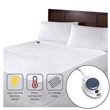 Load image into Gallery viewer, Electric Heated Warming Mattress Pad Dobby Stripe in White Size: Queen
