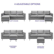 Load image into Gallery viewer, Divano Roma Furniture Modern Sectional, Grey
