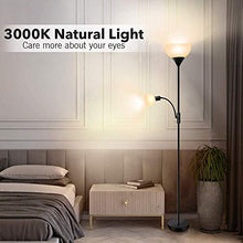 Load image into Gallery viewer, Floor Lamp - Standing Lamp, 9W+4W Energy Saving LED Bulbs, Torch Lamp with Adjustable Reading Lamp, 3000K Warm White, LED Floor Lamps for Bedroom, Living Room, Office, Working, Reading
