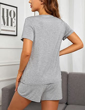 Load image into Gallery viewer, Maternity Pajama Sets Loose Labor Delivery Nursing Sleepwear Cross Double Collar Pjs Pregnancy Breastfeeding Loungewear Light Grey
