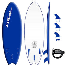 Load image into Gallery viewer, Wavestorm -Soft Top Foam 5&#39;6&quot; Surfboard/Fish Swallow Tail Surfboard for Beginners and All Surfing Levels Youth Complete Set Includes Leash and Multiple Fins, Blue (AZ21-WSSF560-BLU-1PK)
