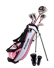 Load image into Gallery viewer, Distinctive Girls Right Handed Pink Junior Golf Club Set for Age 9 to 12 (Height 4'4" to 5') Set Includes: Driver (15"), Hybrid Wood (22, 2 Irons, Putter, Bonus Stand Bag &amp; 2 Headcovers
