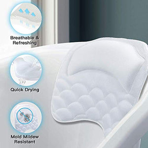 Beautybaby Anti-mold Bathtub Spa Pillow[2020 Upgraded] Bath Pillows for tub, with Non-Slip 8 Large Strong Suction Cups, Free Machine Washable Bag