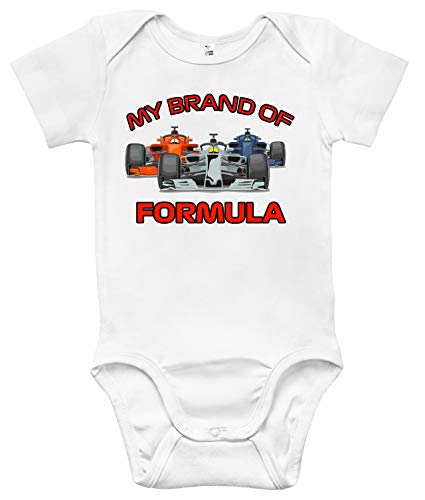 My Brand of Formula Baby Bodysuit Cute Formula 1 Baby Clothes for Infants (0-3 Months, White)