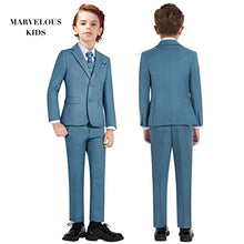 Load image into Gallery viewer, Marvelous Kids Boys Formal Suit Set 5 Pieces Ring Bearer Outfit Blue Gray Suits
