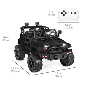 Best Choice Products 12V Kids Ride On Truck Car w/Parent Remote Control, Spring Suspension, LED Lights, AUX Port - Black