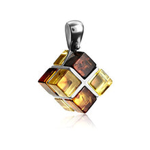 Load image into Gallery viewer, Ian and Valeri Co. Multicolor Amber Sterling Silver Cubical Pendant Necklace Chain 18"
