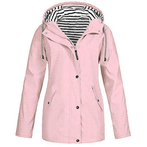 perfectCOCO Women's Outwear Raincoats Windproof Windbreaker Hoodie Jacket Waterproof Outdoor Hooded Coats Pink
