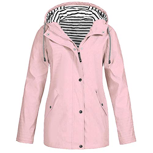 perfectCOCO Women's Outwear Raincoats Windproof Windbreaker Hoodie Jacket Waterproof Outdoor Hooded Coats Pink