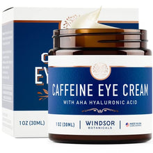 Load image into Gallery viewer, Eye Cream for Dark Circles and Puffiness - Moisturizing, Wrinkle-Reducing Anti-Aging Caffeine Eye Cream by Windsor Botanicals - With AHA Hyaluronic Acid, 100% Pure Brazilian Coffee Oil - Boxed - 1 oz
