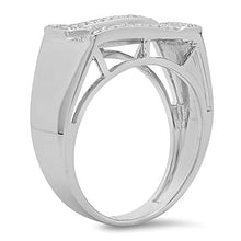 Load image into Gallery viewer, Dazzlingrock Collection 0.50 Carat (ctw) Sterling Silver Round Diamond Men's Micro Pave Wedding Band 1/2 CT, Size 10
