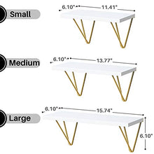Load image into Gallery viewer, Triangle Modern Gold Bracket Floating Shelves Set of 3 Wall Mounted for Home Decor Living Room, Bathroom, Bedroom, Kitchen and Coffee Bar Storage by STORAGEGEAR
