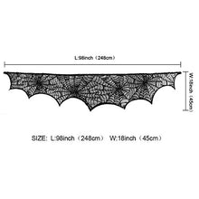 Load image into Gallery viewer, AerWo Halloween Decoration Black Lace Spiderweb Fireplace Mantle Scarf Cover Festive Party Supplies 45 X 243cm 18 x 96 inch
