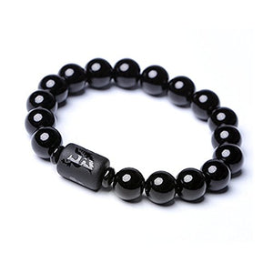 SX Commerce Natural Obsidian Stone Bead Bracelet Couple Women 8mm Phoenix Totem Jewelry (Phoenix)