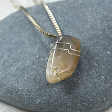 Load image into Gallery viewer, Custom Wire Wrapped Black Moonstone Pendant and Necklace - Choose Sterling Silver Chain or Leather Cord - Quantity of 1
