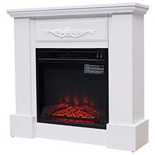 Load image into Gallery viewer, HOMCOM Freestanding Electric Fireplace Heater with Mantel, Wood, 1400W, 30" H, Beige

