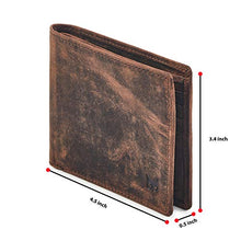 Load image into Gallery viewer, Real Leather Mens Bifold Wallet RFID Blocking Slim Minimalist Front Pocket - Thin &amp; Stylish with ID Window (Crazy Horse, Cognac)
