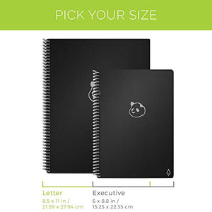 Rocketbook Panda Planner - Reusable Daily, Weekly, Monthly, Planner with 1 Pilot Frixion Pen & 1 Microfiber Cloth Included - Black Cover, Letter Size (8.5" x 11")