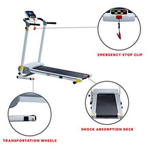 Load image into Gallery viewer, Sunny Health &amp; Fitness SF-T7610 Electric Walking Folding Treadmill with LCD Display and Tablet Holder, 220 LB Max Weight, White
