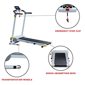 Sunny Health & Fitness SF-T7610 Electric Walking Folding Treadmill with LCD Display and Tablet Holder, 220 LB Max Weight, White