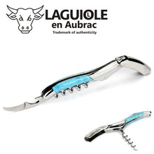Load image into Gallery viewer, Laguiole en Aubrac corkscrew sommelier waiters knife 3 functions SOM99PWI larimar handle, stainless steel shiny
